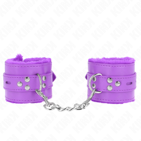 Polsini Imbottiti In Pelliccia Con Fori Quadri Viola E Cintura Viola Regolabile 17-29 Cm X 6 Cm