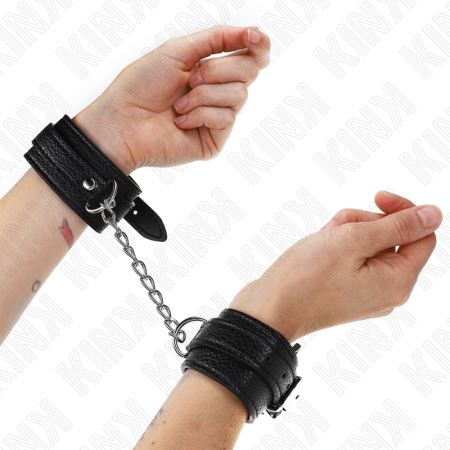 KINK - SNAKE PATTERN WRIST RESTRAINTS BLACK ADJUSTABLE 20-28 CM X 5.4 CM