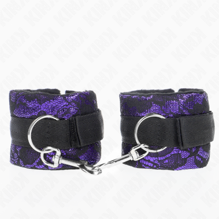 Resistenza Da Polso Corta In Pizzo Di Velluto E Fascia In Nylon Viola/Nero 23 X 6,5 Cm