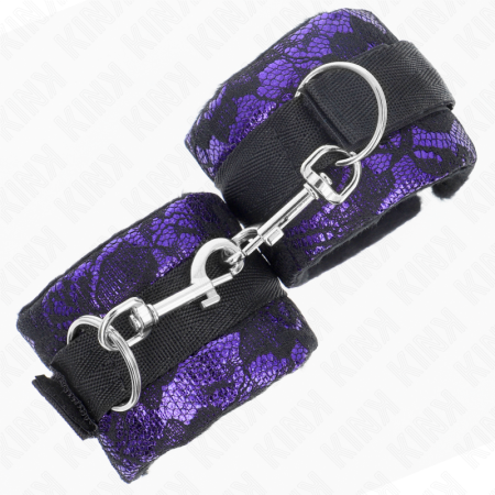 Resistenza Da Polso Corta In Pizzo Di Velluto E Fascia In Nylon Viola/Nero 23 X 6,5 Cm