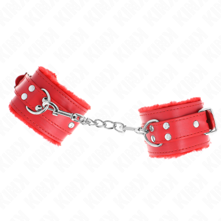 Resistenza Da Polso Imbottita In Pelliccia Rosso Con Cintura Rossa Regolabile 17-29 Cm X 6 Cm