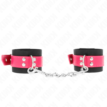 Resistenza Da Polso In Nylon Nero Con Cintura In Similpelle Rosa Lampone Regolabile 19-29 Cm X 5,1 Cm