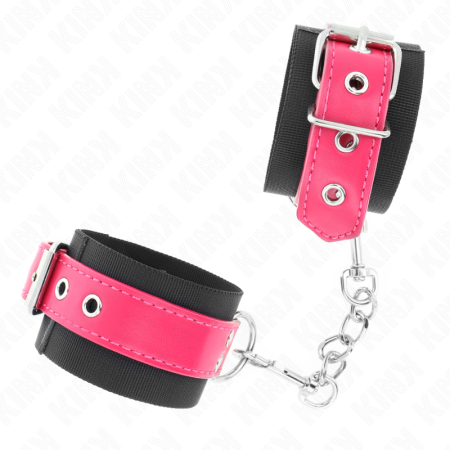 Resistenza Da Polso In Nylon Nero Con Cintura In Similpelle Rosa Lampone Regolabile 19-29 Cm X 5,1 Cm