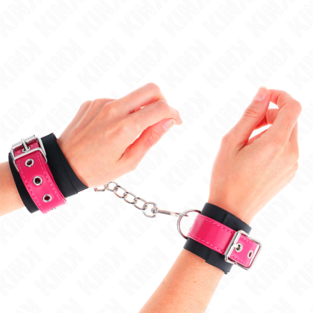 Resistenza Da Polso In Nylon Nero Con Cintura In Similpelle Rosa Lampone Regolabile 19-29 Cm X 5,1 Cm