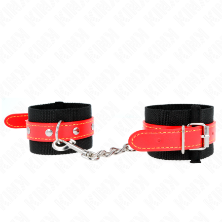 Resistenza Da Polso In Nylon Nero Con Similpelle Rosso Regolabile 19-24 Cm X 5,5 Cm