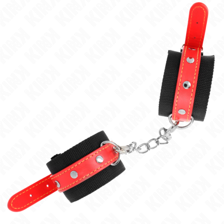 Resistenza Da Polso In Nylon Nero Con Similpelle Rosso Regolabile 19-24 Cm X 5,5 Cm