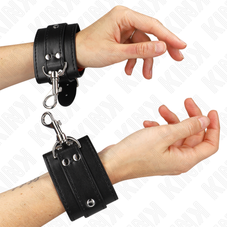 KINK - LOCKABLE DUNGEON WRIST RESTRAINTS BLACK ADJUSTABLE 21-28 CM X 5.5 CM