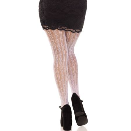 LEG AVENUE - STOCKINGS WITH OPENINGS HEART & BOWS WHITE