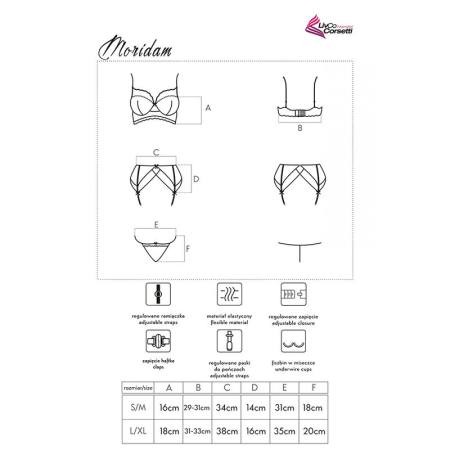 Moridam Lc 90552 Reggiseno + Reggicalze + Slip Nero L/Xl