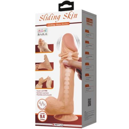 PRETTY LOVE - SLIDING SKIN SERIES REALISTIC DILDO WITH SLIDING SKIN SUCTION CUP FLESH 24 CM