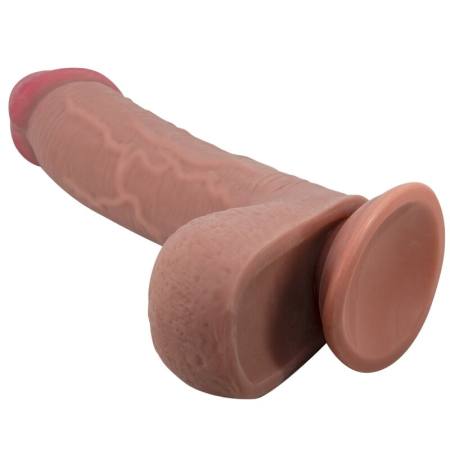 Dildo Realistico Sliding Skin Series Con Ventosa Scorrevole Simil Pelle Marrone 23,4 CM