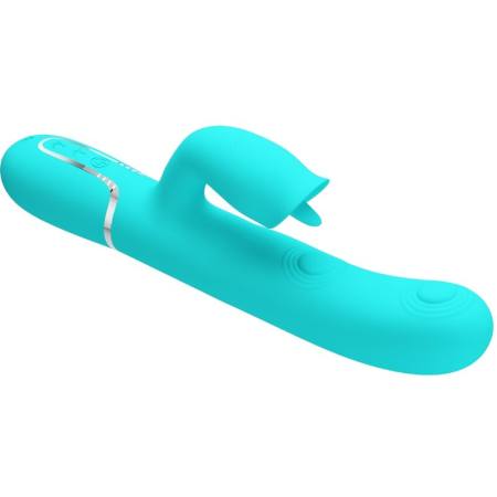 Vibrating Rabbit with Tongue Aqua Green