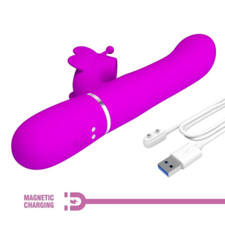 PRETTY LOVE - MULTIFUNCTION RABBIT VIBRATOR 4 IN 1 BUTTERFLY FUCHSIA