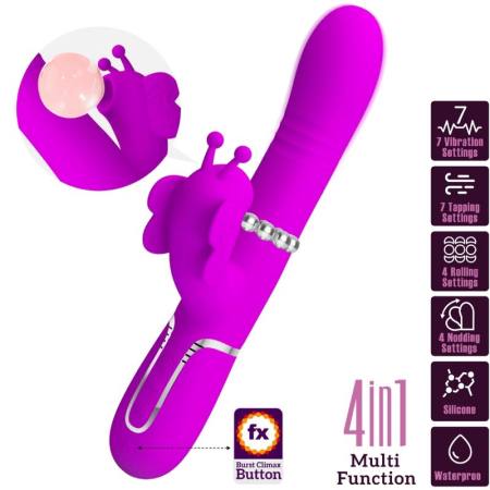 Vibratore Multifunzione Rabbit 4 In 1 Farfalla Fucsia