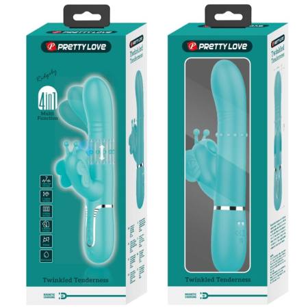 Vibratore Multifunzione Rabbit 4 In 1 Farfalla Verde Acqua