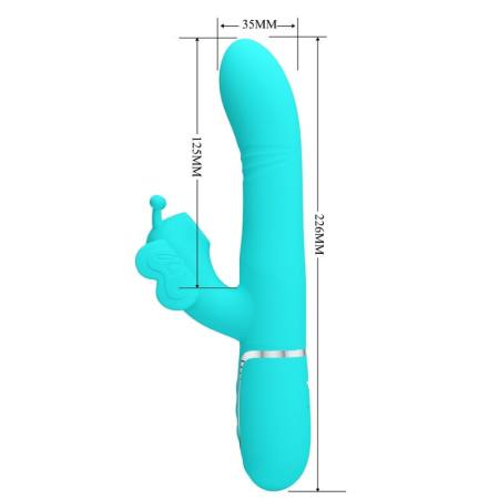 PRETTY LOVE - MULTIFUNCTION RABBIT VIBRATOR 4 IN 1 BUTTERFLY AQUA GREEN