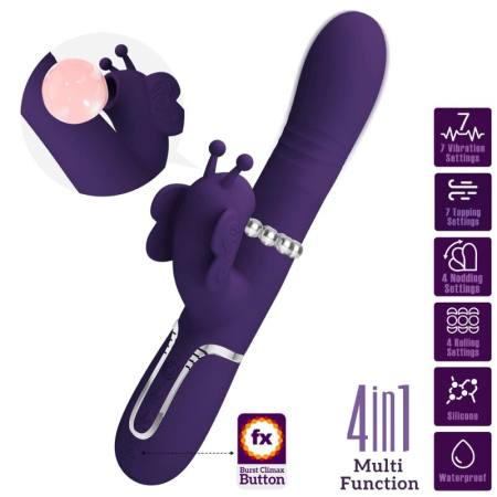 Vibratore Multifunzione Rabbit 4 In 1 Farfalla Viola