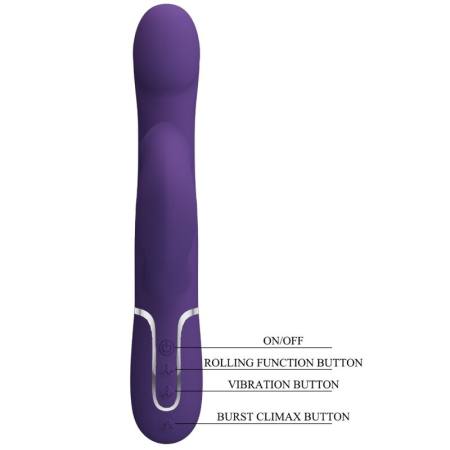 PRETTY LOVE - ZALIN RABBIT VIBRATOR PEARLS 4 IN 1 PURPLE