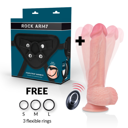 ROCKARMY - HARNESS + LIQUID SILICONE VIBRATOR PREMIUM APACHE REMOTE CONTROL 22CM