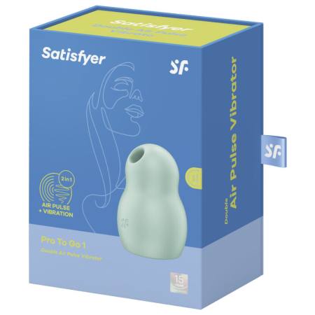 SATISFYER - PRO TO GO 1 DOUBLE AIR PULSE STIMULATOR & VIBRATOR GREEN