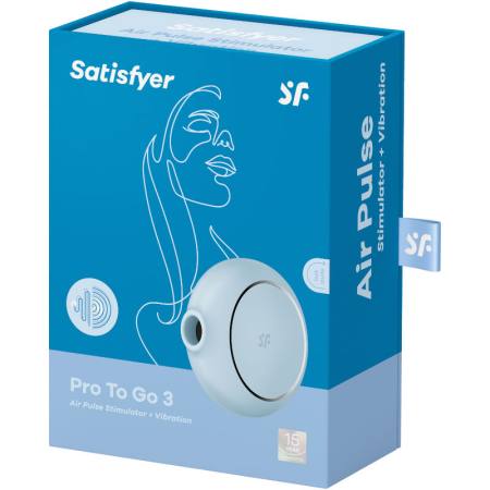 SATISFYER - PRO TO GO 3 DOUBLE AIR PULSE STIMULATOR & VIBRATOR BLUE