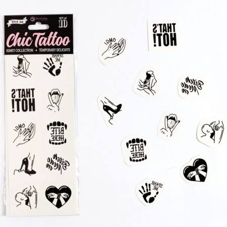 Set Di 10 Tatuaggi Temporanei Collezione Kinky