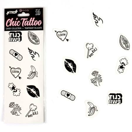 SECRET PLAY - SET OF 10 CANDY COLLECTION TEMPORARY TATTOOS