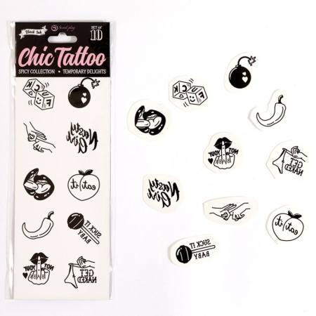 Set Di 10 Tatuaggi Temporanei Della Collezione Spicy