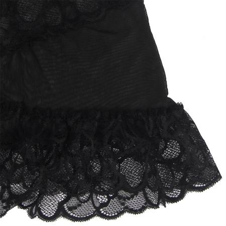 Baby Doll Con Spalline Regolabili e Pizzo Trasparente Stampa Floreale Nero S/M