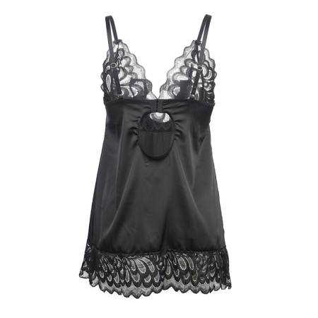 Babydoll Con Petto Stampa Floreale Nero L/Xl