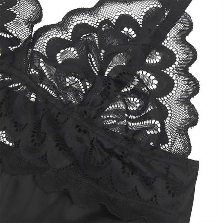 Babydoll Con Petto Stampa Floreale Nero L/Xl