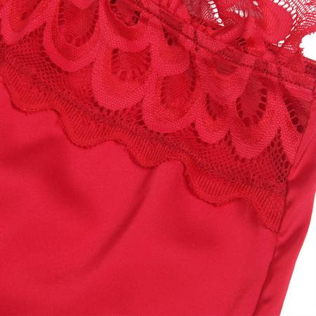 Babydoll In Raso Con Pizzo Rosso L/XL