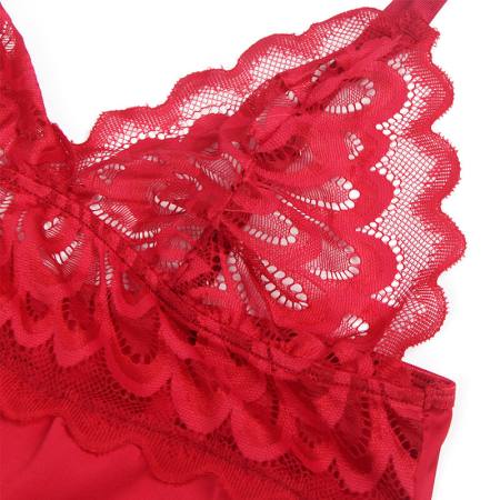 Babydoll In Raso Con Pizzo Rosso L/XL