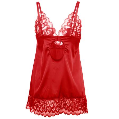 Babydoll In Raso Con Pizzo Rosso S/M