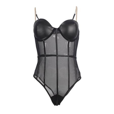 Body Con Bretelle a Catena Nera S/M