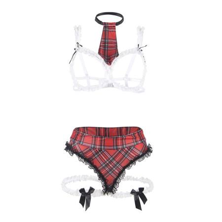 Costume Sexy da Scuola Con Reggiseno L/XL