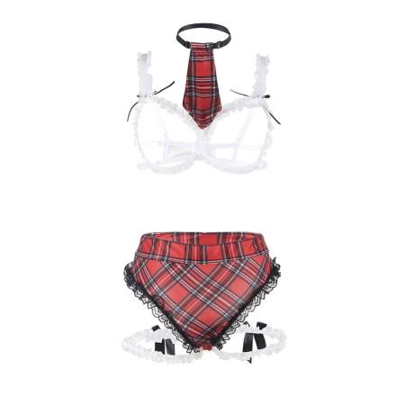 Costume Sexy da Scuola Con Reggiseno L/XL